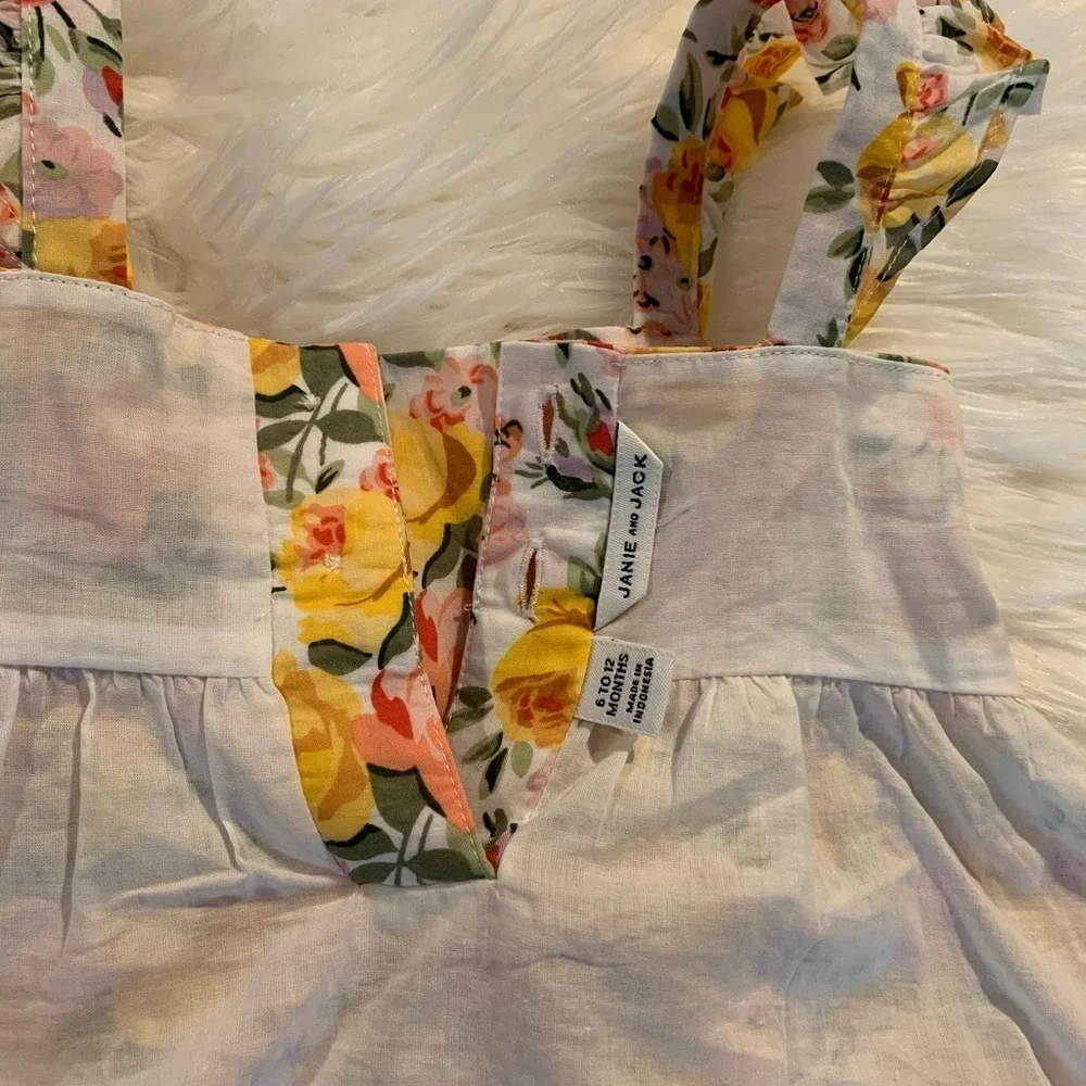 Janie and Jack - Marigold floral print yellow baby girl dress (Size 6-12m)